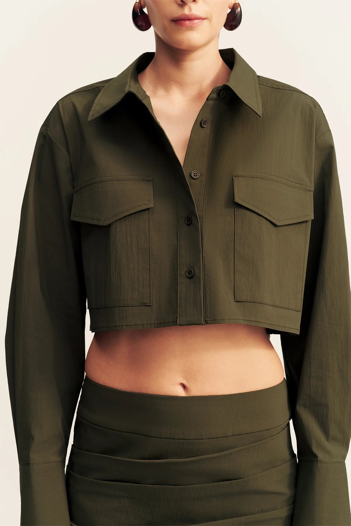Shona Joy Campbell Patch Pocket Crop Shirt | Jungle