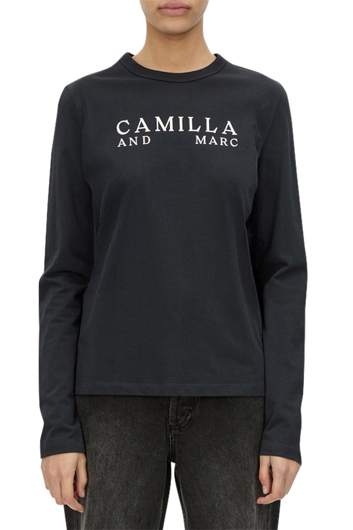 C&M Camilla & Marc Era Long Sleeve Graphic Tee | Navy/White
