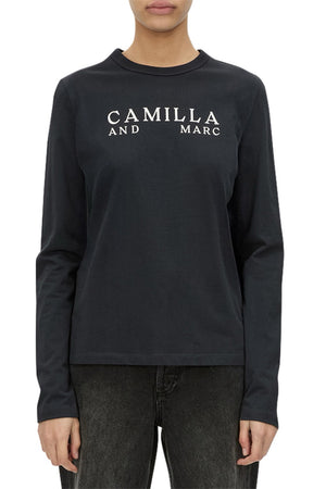 C&M Camilla & Marc Era Long Sleeve Graphic Tee | Navy/White