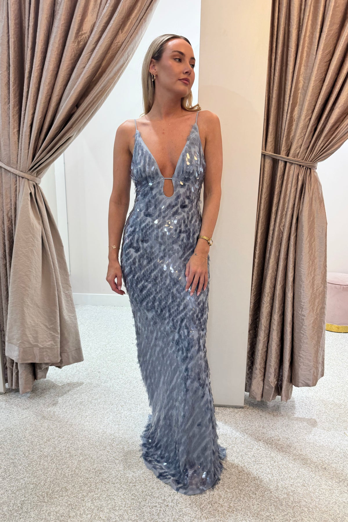 Misha The Sapphire Sequin Dress | Dove Grey