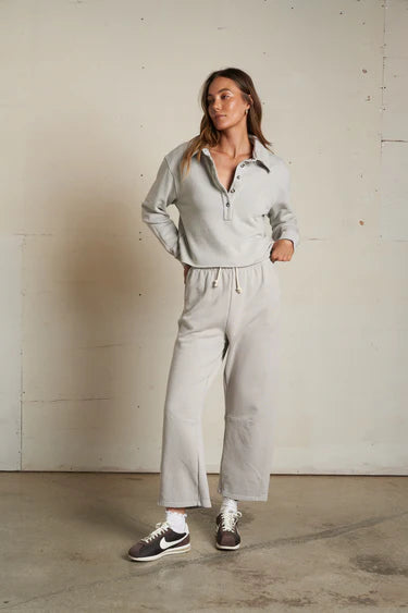 Perfect White Tee Vinny Fleece 3/4 Sleeve Sweatshirt | Silver