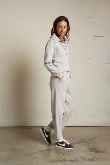 Perfect White Tee Vinny Fleece 3/4 Sleeve Sweatshirt | Silver