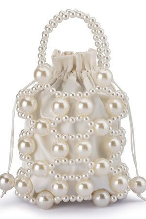 Olga Berg The Sammy Beaded Cage Bag | Pearl