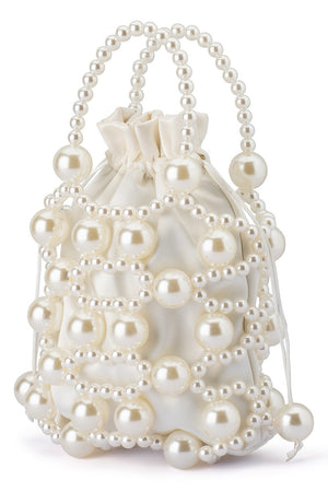 Olga Berg The Sammy Beaded Cage Bag | Pearl