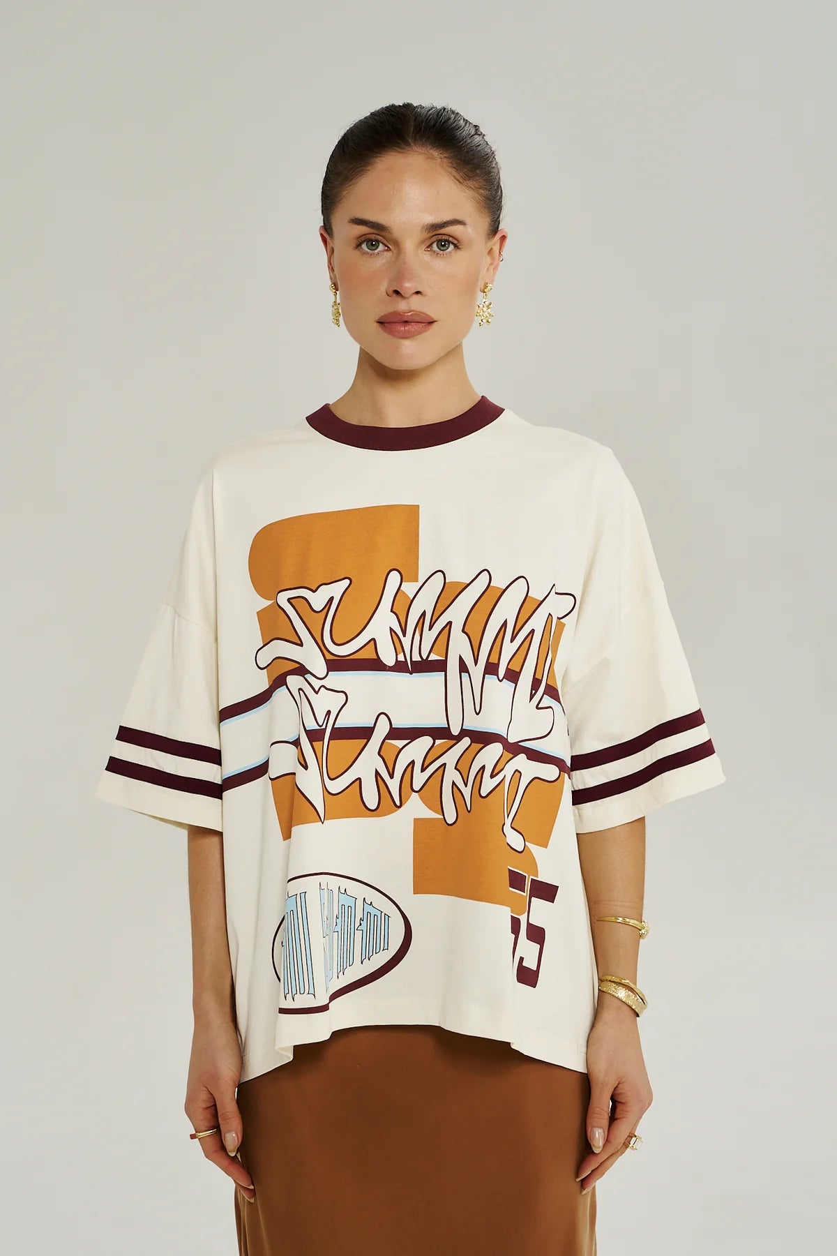 Summi Summi Bordeaux Tee | Vintage White
