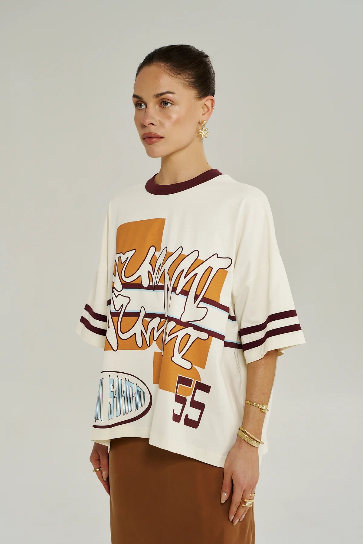 Summi Summi Bordeaux Tee | Vintage White