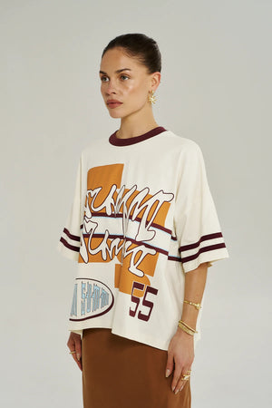 Summi Summi Bordeaux Tee | Vintage White