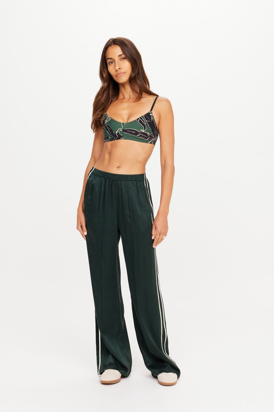 The Upside Marine Silk Wide Leg Pant | Jungle Green