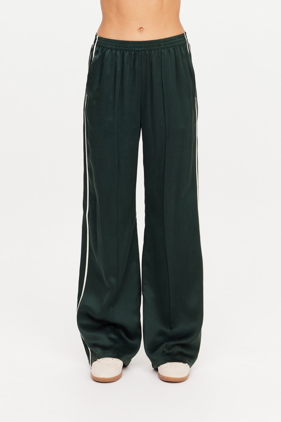 The Upside Marine Silk Wide Leg Pant | Jungle Green