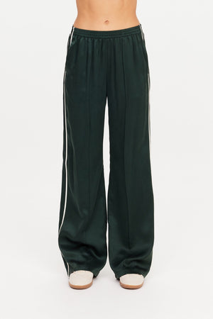 The Upside Marine Silk Wide Leg Pant | Jungle Green