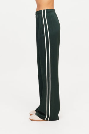 The Upside Marine Silk Wide Leg Pant | Jungle Green