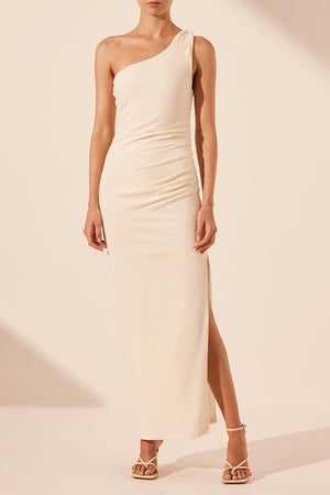 Shona Joy Beau Aymmetrical Twist Maxi Dress | Rice