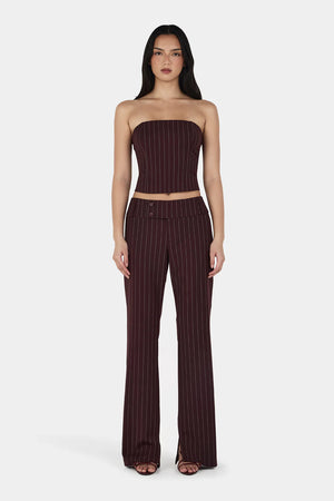 Ownley Yolanda Suit Pant | Cherry Choc Stripe