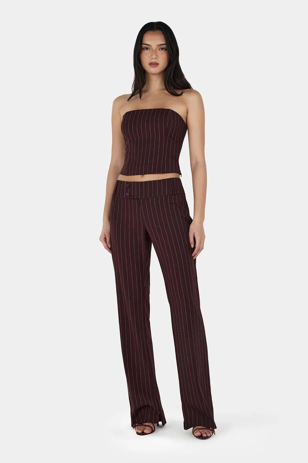 Ownley Yolanda Suit Pant | Cherry Choc Stripe