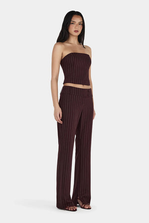 Ownley Yolanda Suit Pant | Cherry Choc Stripe
