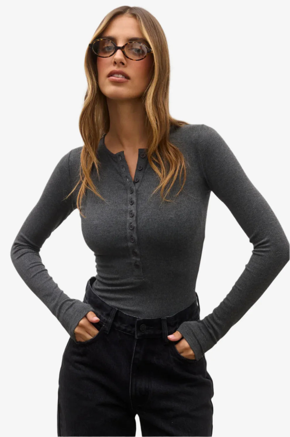 Bayse Brand Lara Bodysuit | Dark Heather Grey
