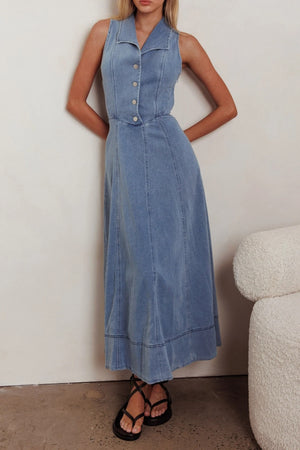 Chosen By Fifi & Annie A Date With Destiny Denim Midi Dress | Mid Blue