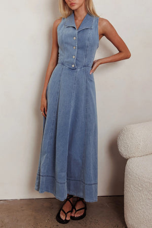 Chosen By Fifi & Annie A Date With Destiny Denim Midi Dress | Mid Blue