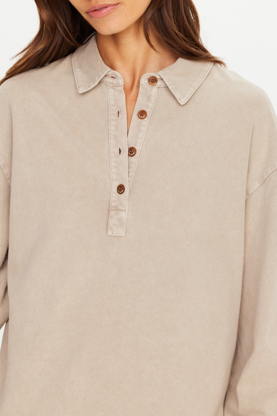 The Upside Soho Rhea Collared Top | Khaki
