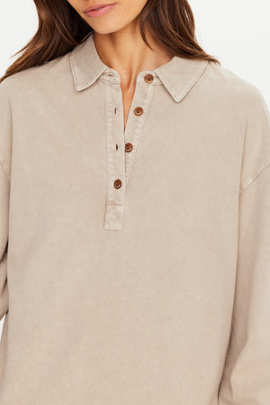 The Upside Soho Rhea Collared Top | Khaki