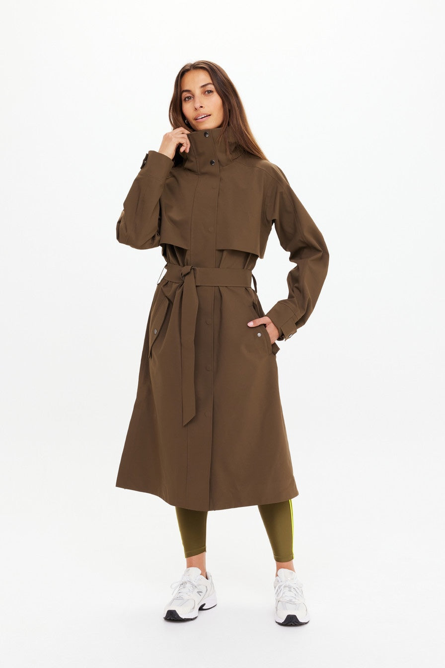 The Upside James Hooded Trench Coat | Olive