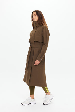 The Upside James Hooded Trench Coat | Olive