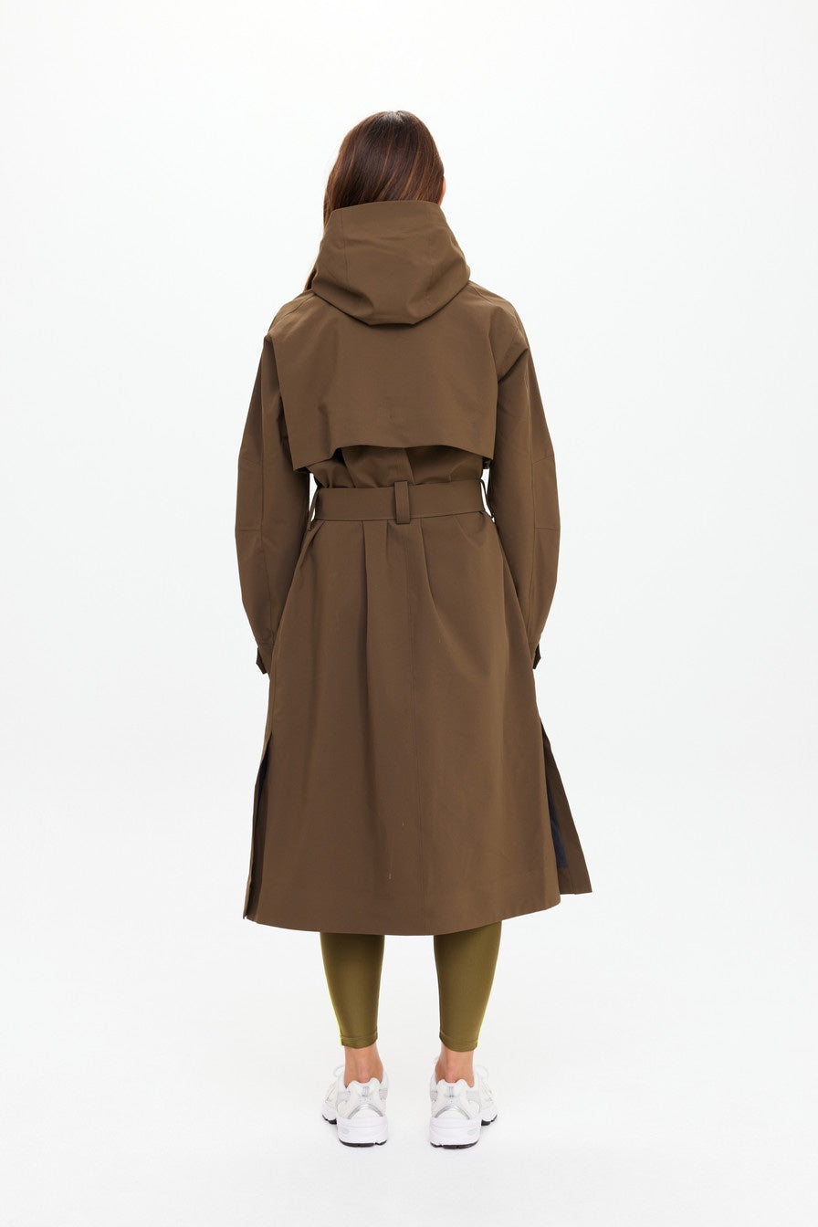 The Upside James Hooded Trench Coat | Olive