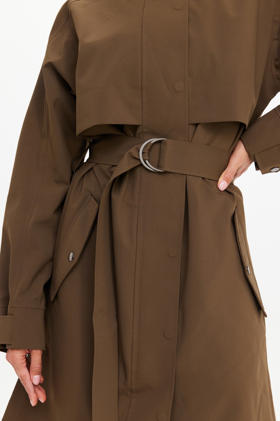 The Upside James Hooded Trench Coat | Olive