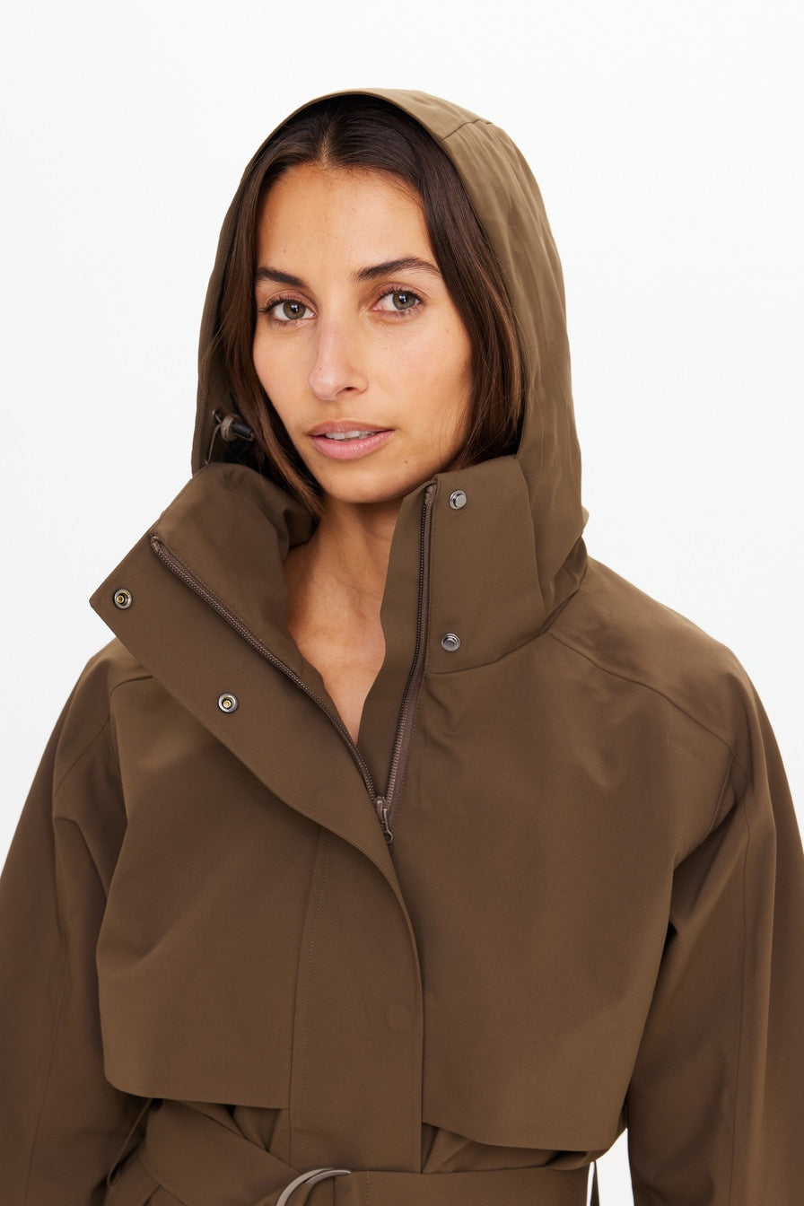 The Upside James Hooded Trench Coat | Olive