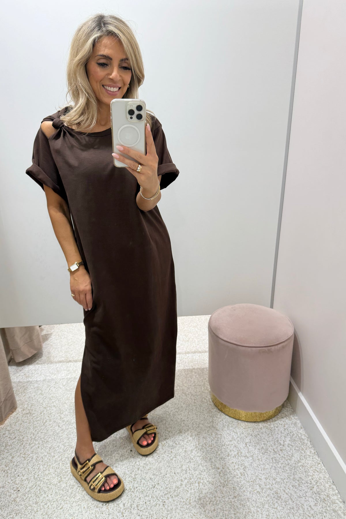 C&M Camilla & Marc Juno Knot Tee Dress | Chocolate