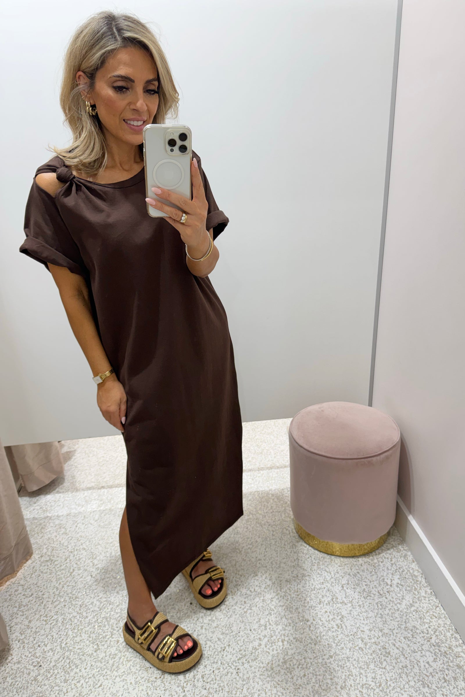 C&M Camilla & Marc Juno Knot Tee Dress | Chocolate