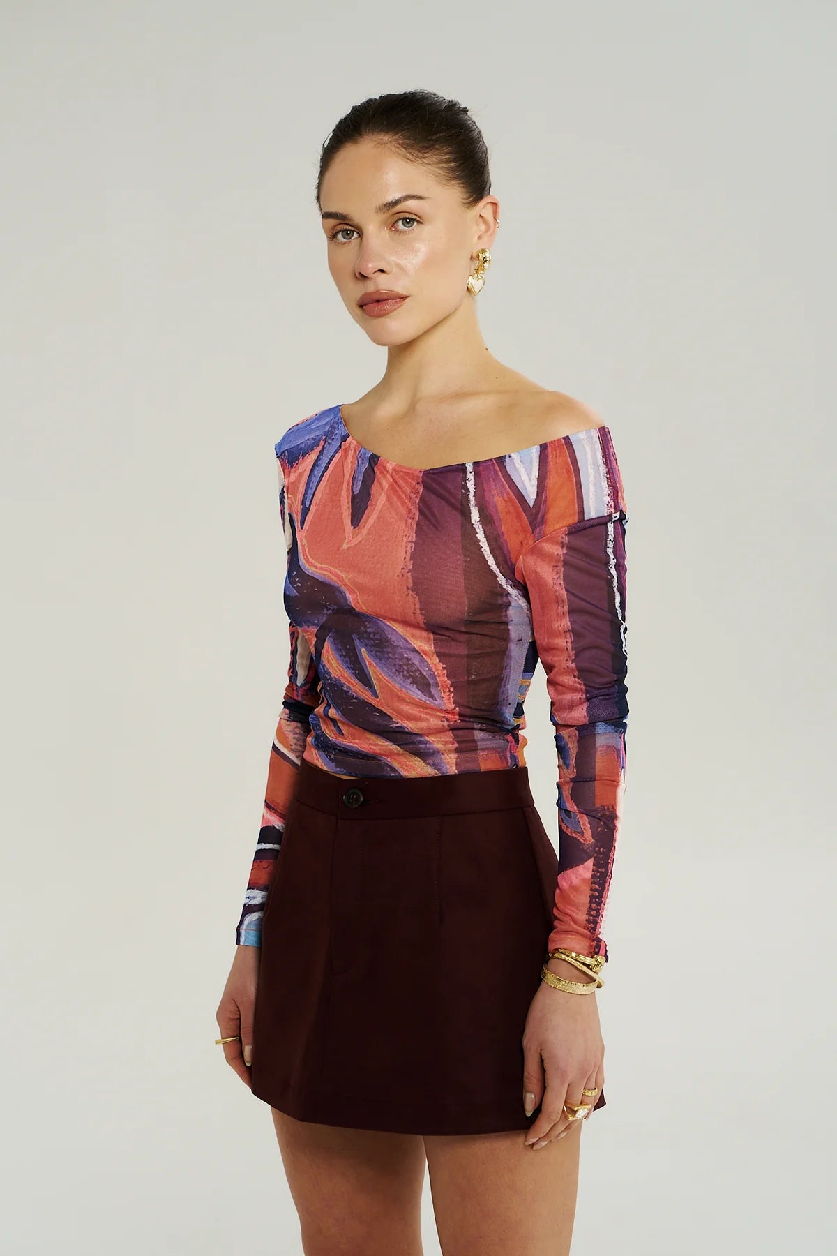 Summi Summi Long Sleeve Off Shoulder Top | Bordeaux