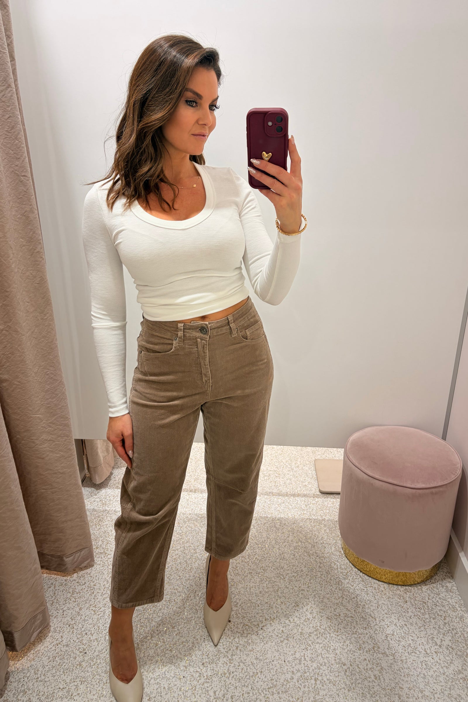 Chosen By Fifi & Annie The Tonia Relaxed Cropped Denim Jean | Latte Corduroy || NEW COLOUR