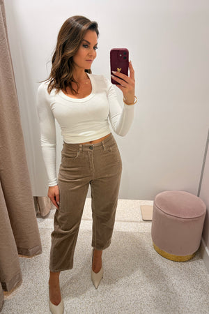Chosen By Fifi & Annie The Tonia Relaxed Cropped Denim Jean | Latte Corduroy || NEW COLOUR