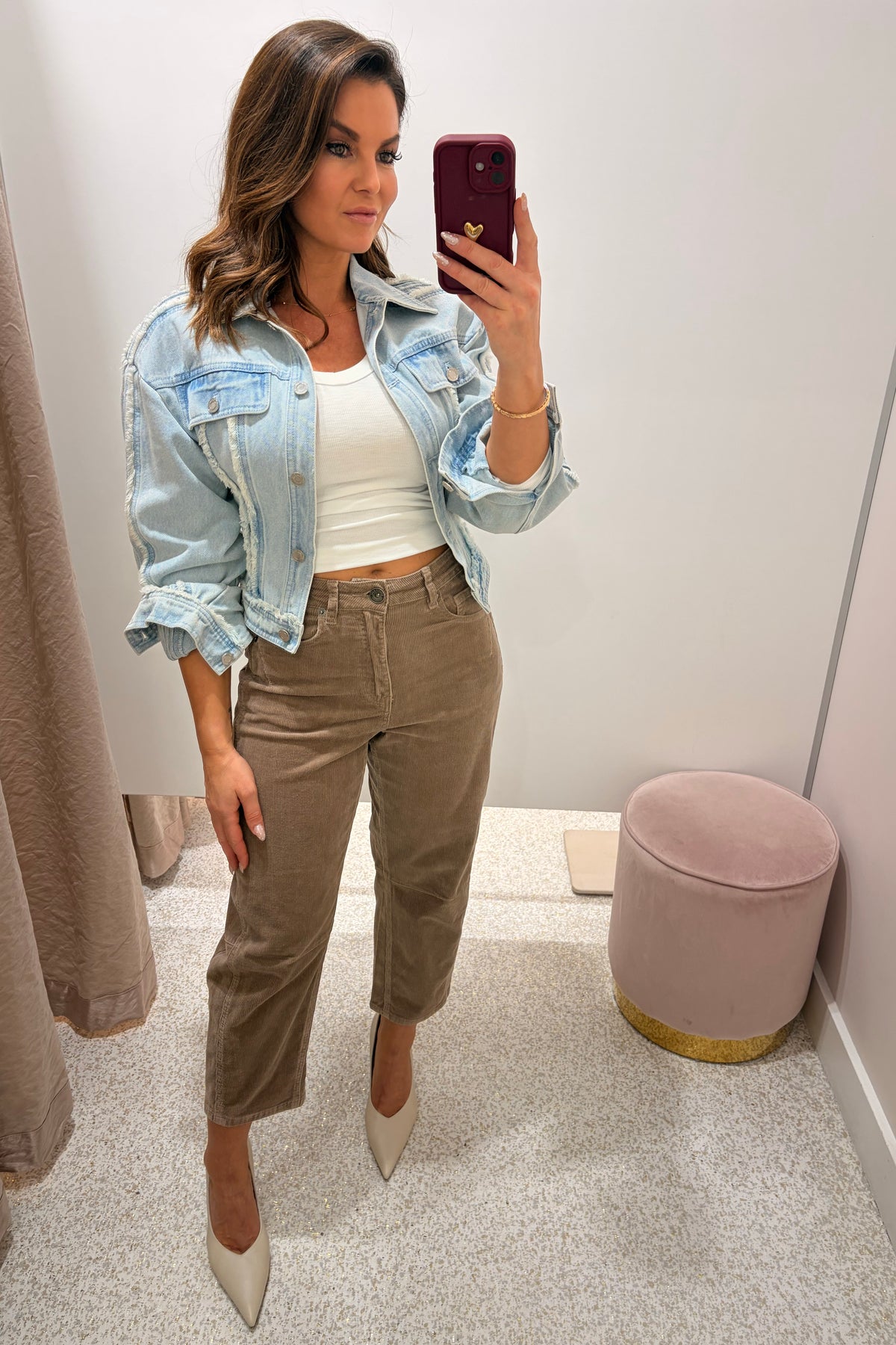 Chosen By Fifi & Annie The Tonia Relaxed Cropped Denim Jean | Latte Corduroy || NEW COLOUR