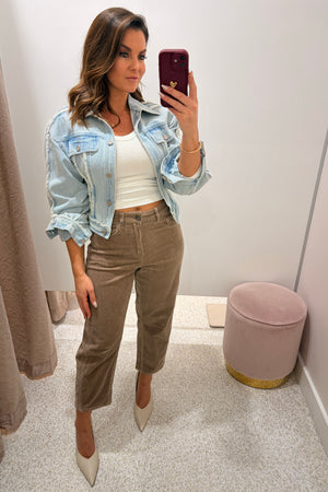 Chosen By Fifi & Annie The Tonia Relaxed Cropped Denim Jean | Latte Corduroy || NEW COLOUR