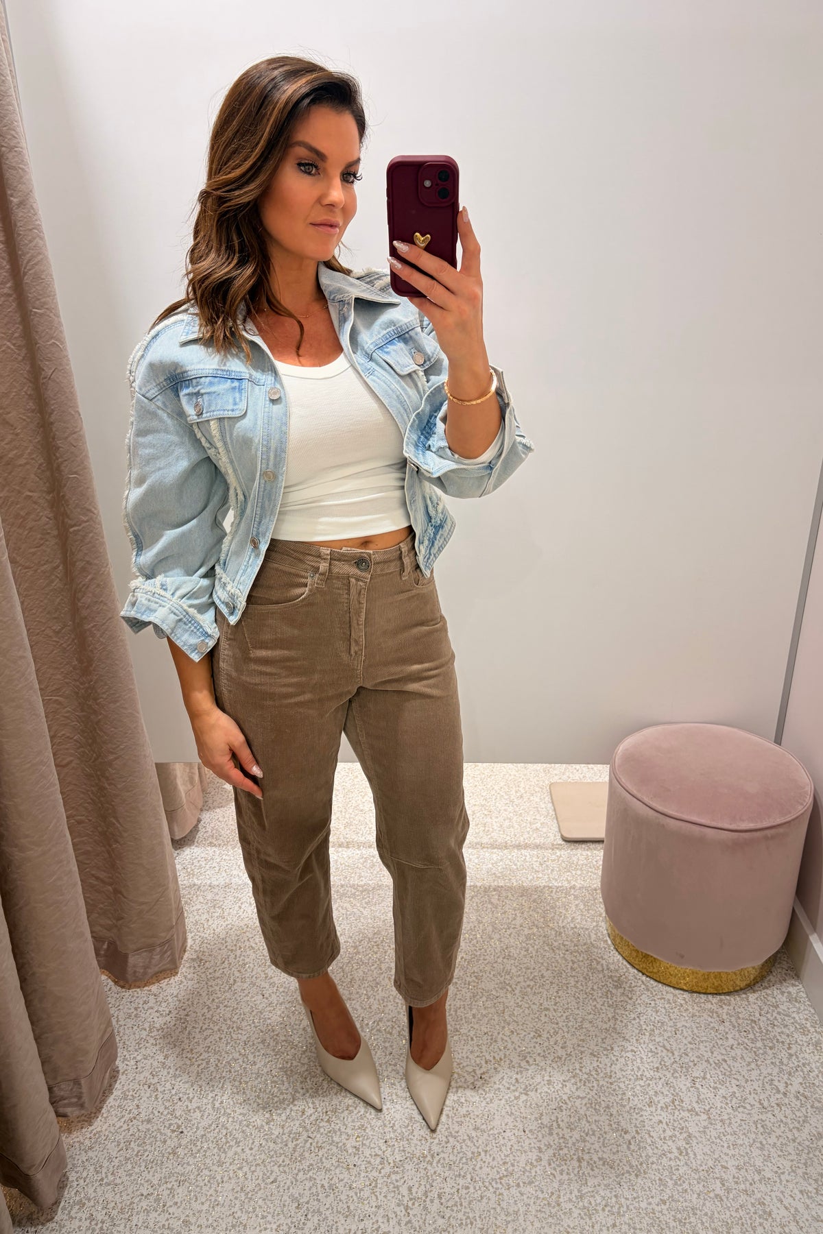 Chosen By Fifi & Annie The Tonia Relaxed Cropped Denim Jean | Latte Corduroy || NEW COLOUR