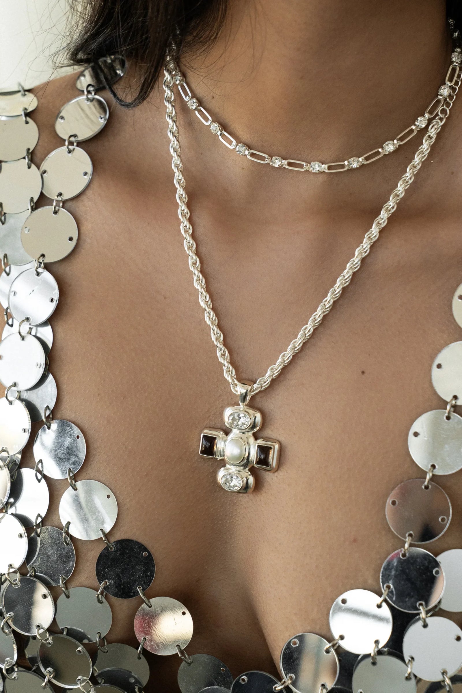 Mountain & Moon Shreya Necklace | Silver