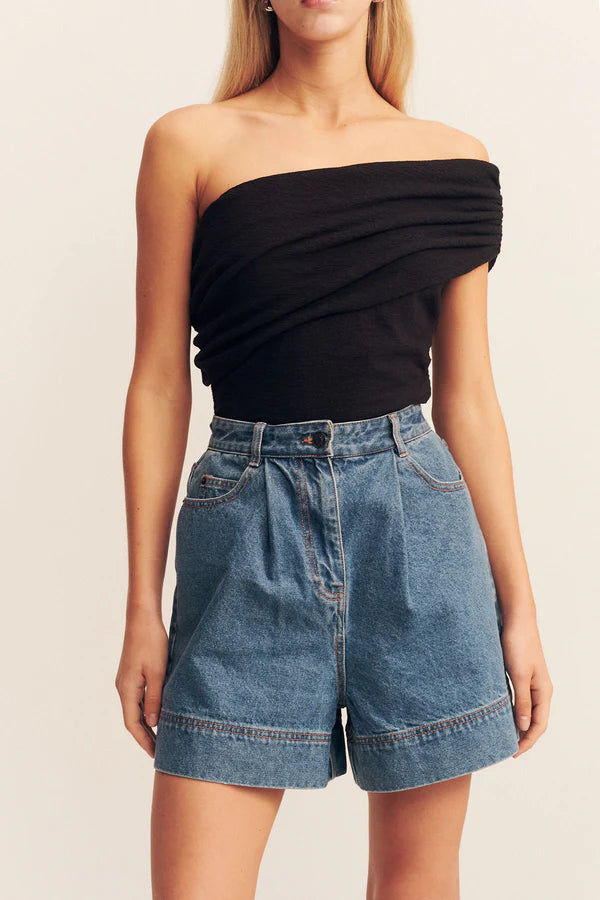 Shona Joy Beau One Shoulder Top | Black