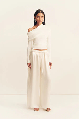 Shona Joy Aby Draped Asymmetrical Long Sleeve Top | Ivory