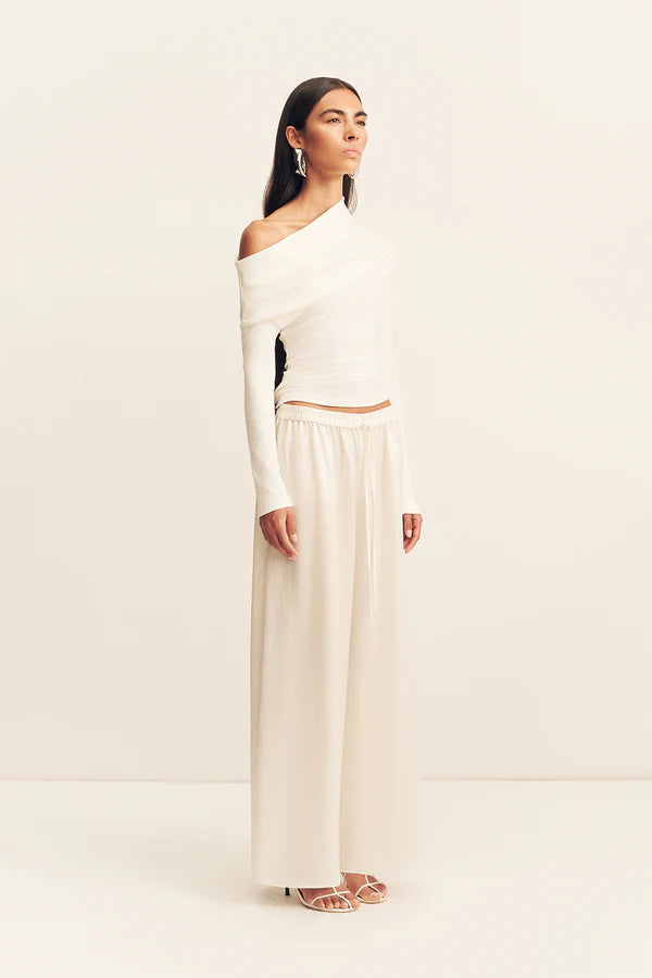 Shona Joy Aby Draped Asymmetrical Long Sleeve Top | Ivory
