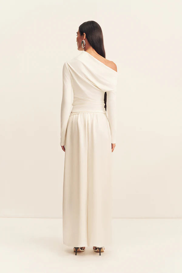 Shona Joy Aby Draped Asymmetrical Long Sleeve Top | Ivory