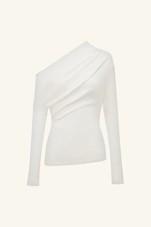 Shona Joy Aby Draped Asymmetrical Long Sleeve Top | Ivory