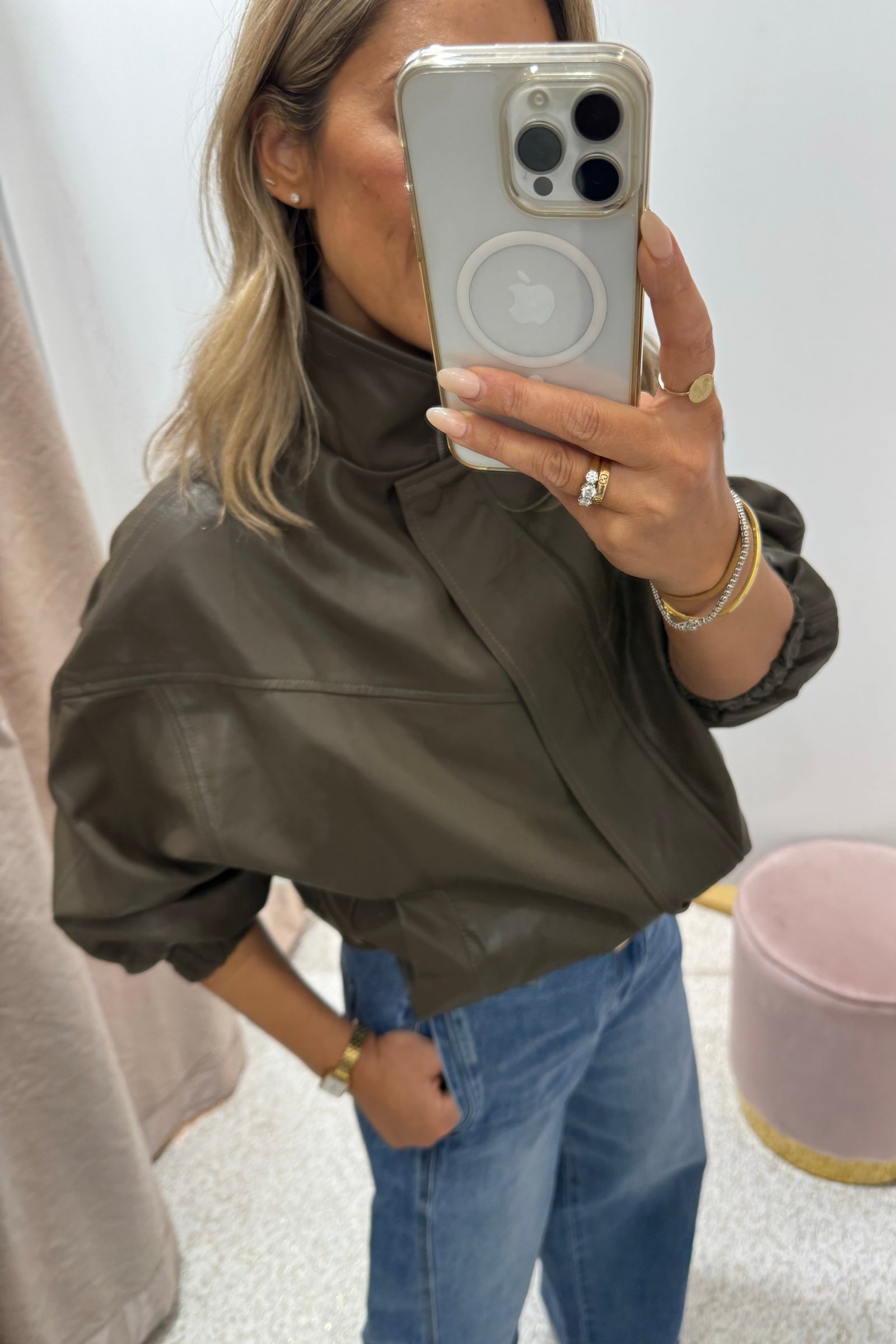 Chosen By Fifi & Annie The Annalise Faux Leather Jacket | Khaki