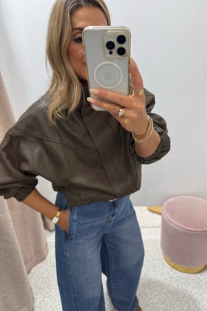 Chosen By Fifi & Annie The Annalise Faux Leather Jacket | Olive