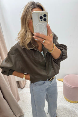 Chosen By Fifi & Annie The Annalise Faux Leather Jacket | Olive