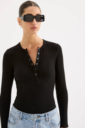 Nude Lucy Binx Long Sleeve Top | Black
