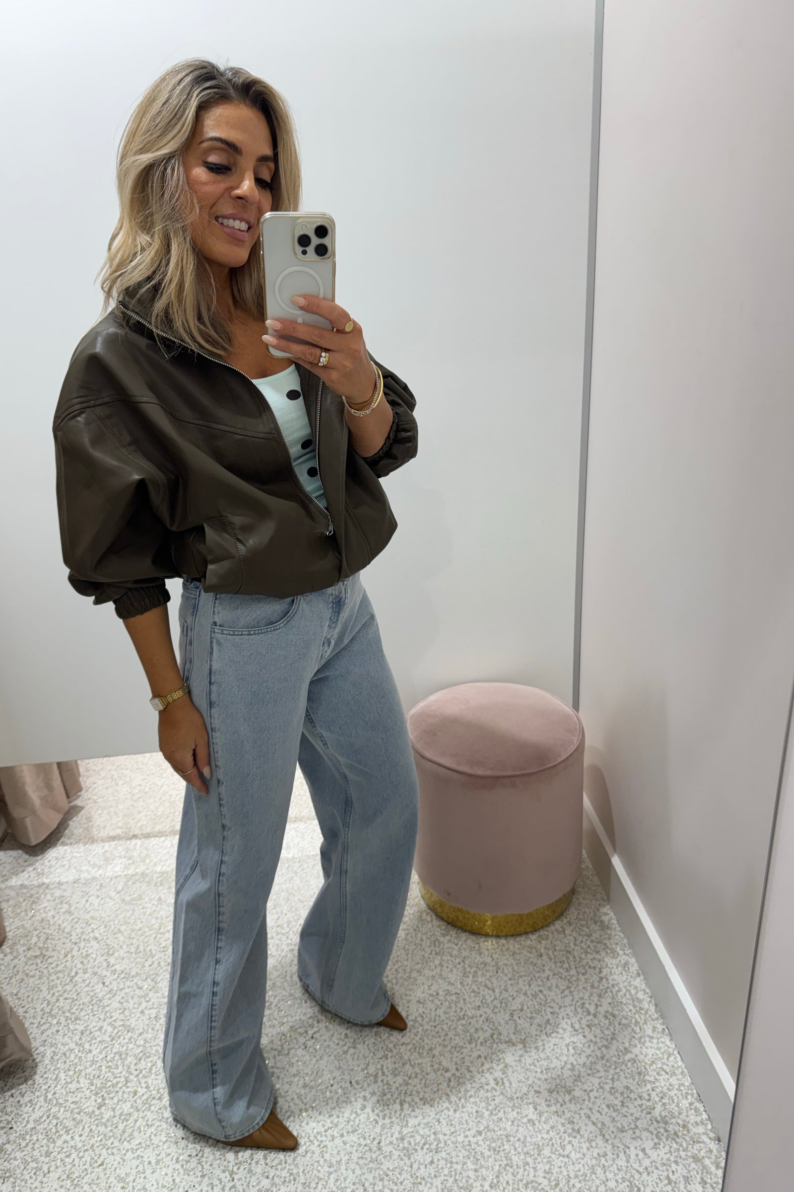 Chosen By Fifi & Annie The Annalise Faux Leather Jacket | Khaki