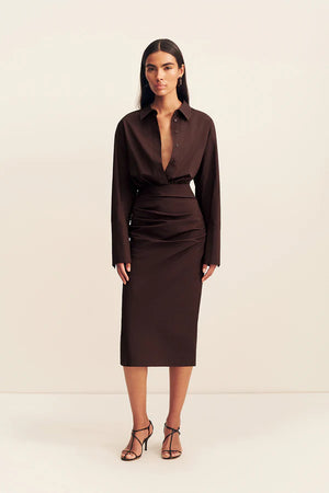 Shona Joy Campbell Shirt Fitted Midi Dress | Ristretto