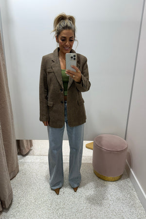 Chosen By Fifi & Annie The Houndstooth Blazer Coat | Chai Latte